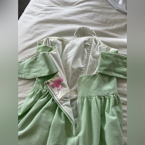 Lilly Pulitzer - Limeade Seersucker Richelle Strapless Seersucker Dress - Size 0 - Picture 7 of 8